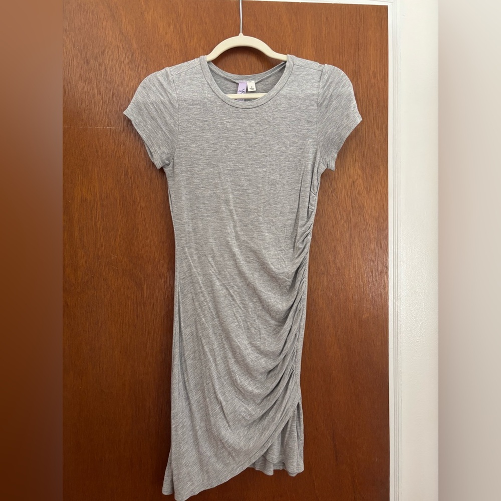 Gray Ruched T-Shirt Dress